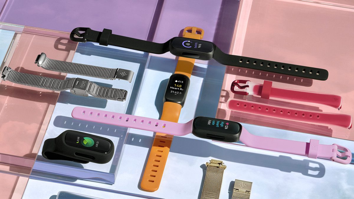 Muitas opções de alças coloridas em torno do Fitbit Inspire 3