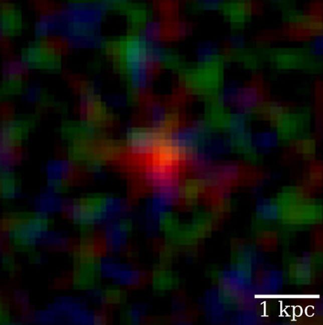 Imagem raster mostrando um ponto vermelho contra um espaço preto