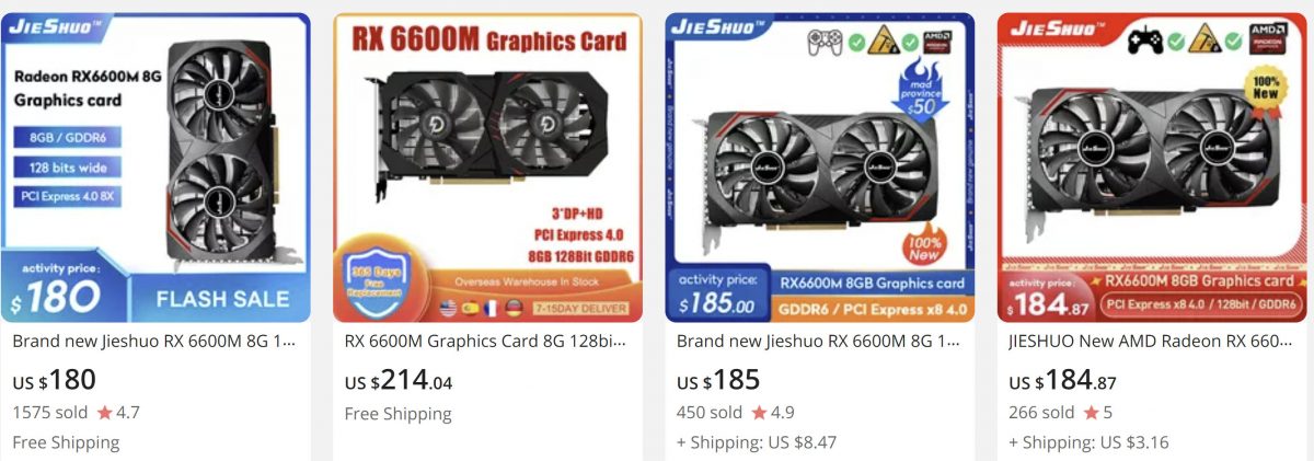 AMD Radeon RX 6600M mobile GPUs werden als viel billigere Desktop-Karten verkauft als die RX 6600