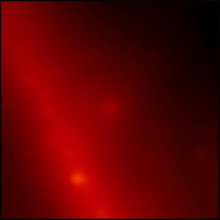 O gif mostra um ponto vermelho fraco no espaço que de repente brilha forte